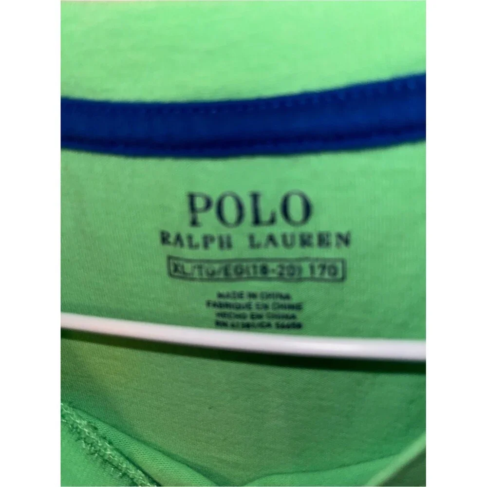Ralph Lauren Kids Bright Green Tee with Navy Logo XL youth